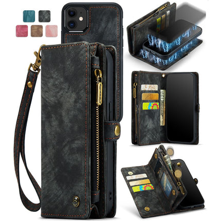 CASEME Apple iPhone 12 Mini Vintage Portemonnee Hoesje - Black - Casebump