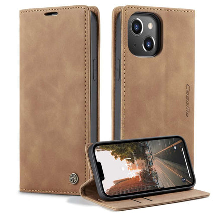 CASEME iPhone 14 Plus Retro Wallet Case - Brown - Casebump