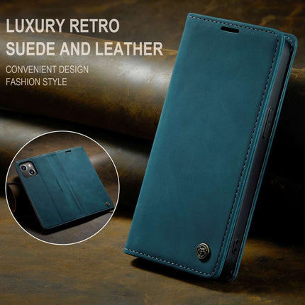 CASEME iPhone 14 Retro Wallet Case - Blue - Casebump