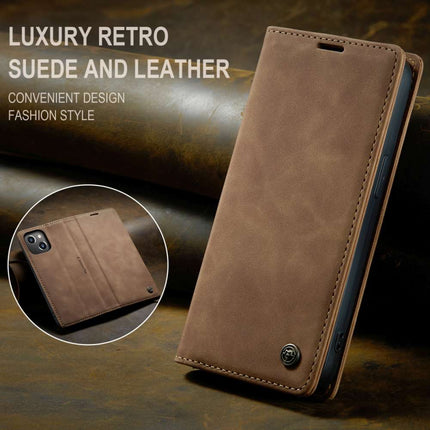 CASEME iPhone 14 Plus Retro Wallet Case - Brown - Casebump