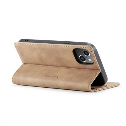 CASEME iPhone 14 Plus Retro Wallet Case - Brown - Casebump