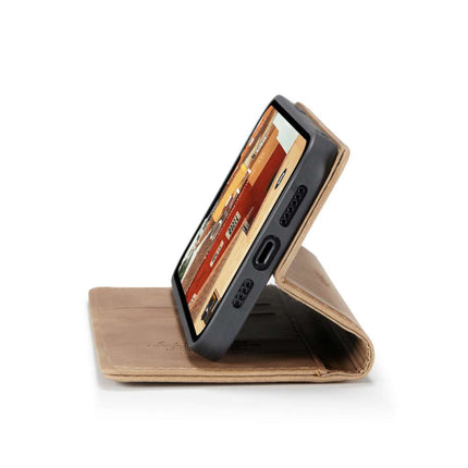 CASEME iPhone 14 Retro Wallet Case - Brown - Casebump