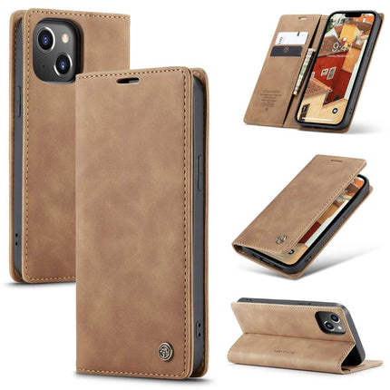 CASEME iPhone 14 Retro Wallet Case - Brown - Casebump