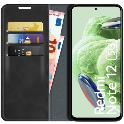 Xiaomi Redmi Note 12 5G Magnetic Wallet Case - Black - Casebump